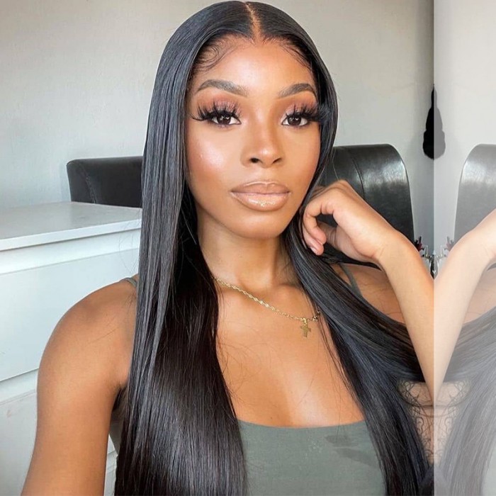 Wigfever Straight Human Hair 4*4 Lace Closure Hair Wig