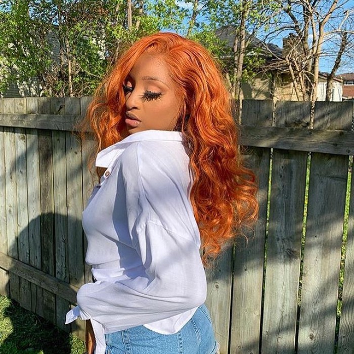 Wigfever Ginger Orange Body Wave Coloured Human Hair Lace Front Human Hair Wigs