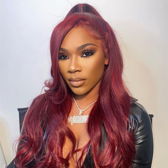 Wigfever Burgundy Wigs 13x4 Lace Front Wigs 99J Colored Wigs Real Hair Wigs Body Wave