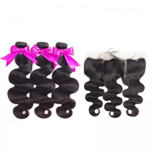 Wigfever Brazilian Body Wave Hair 3Bundles With 13x4 Lace Frontal 100% Human Hair Extensions