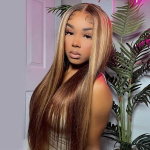 Wigfever Highlight Wear Go Glueless Silky Straight Human Hair HD Lace Closure Wigs