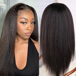 Wigfever Kinky Straight Gluless Leave Out/In V part Human Hair Wigs