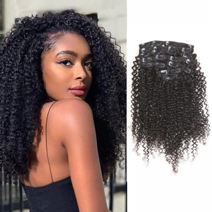 Wigfever Kinky Curly Natural Human Hair 7-10pcs/set Human Hair Extensions