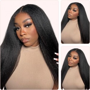 Wigfever Kinky Straight 180% Density 13*4 Pre-Cut Glueless HD Lace Front Wig