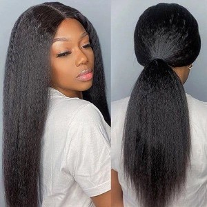 Wigfever Kinky Straight 180% Density 13*4 Pre-Cut Glueless HD Lace Front Wig