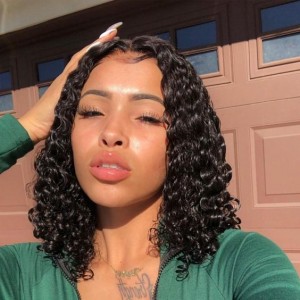 Wigfever Short Kinky Curly Lace Closure Bob Wig 150% Density