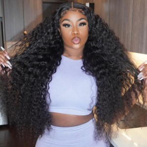 Wigfever Pre Plucked 32inch longer Kinky Curly Lace Front Human Hair Wig