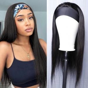 Wigfever Straight Headband Wig Long Glueless Human Hair Wigs Natural Black