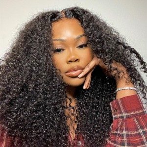 Wigfever T-part 13*5 Lace 8-28inch Kinky Curly Middle Part Lace Front Human Hair Wig