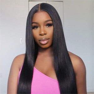 Wigfever Silky Straight Bleached Knots Wear Go Glueless Pre-Cut 7*4 HD Lace Closure Pre Plucked Human Hair Wig