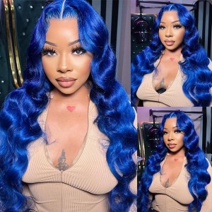 Wigfever Color Blue Straight 13*4 Lace Front Human Hair Wigs