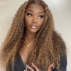 Wigfever Highlight Kinky Curly Human Hair Lace Front Human Hair Wigs