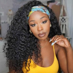 Wigfever Deep Curly Headband Wig Human Hair Glueless Wig For Black Women