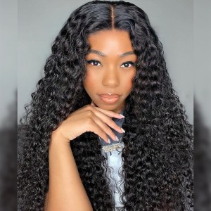 Wigfever Glueless HD lace Water Wave 180% Density Human Hair Lace Closure Wigs