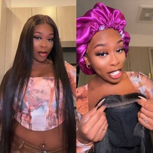 Wigfever Glueless HD lace Silky Straight 180% Density Human Hair Lace Closure Wigs