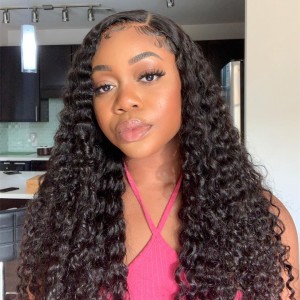 Upgrade Pre Bleached Wigfever Mongolian Water Wave 13x4 Lace Frontal Human Hair Wigs