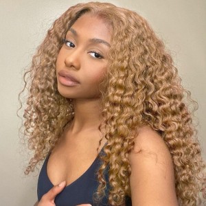 Wigfever Honey Blonde Water Wave 24inch 200% Density Hottest Trending Colored Human Hair Wigs
