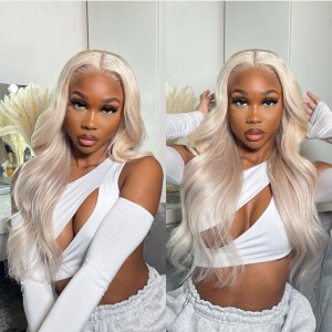Wigfever Silver Barbie Blonde Silky Straight 13*4 Lace Front Human Hair Wigs