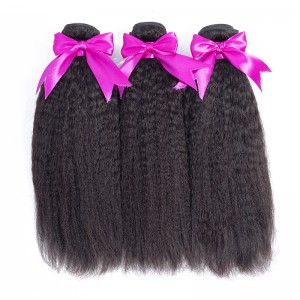 Wigfever Kinky Straight Human Hair 3Bundles With 13x4 Lace Frontal 100% Human Hair Extensions