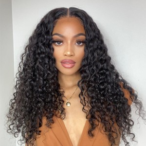 Wigfever Water Wave 4*4 Lace Closure Real Human Hair Wig 8-26Inch In Stock