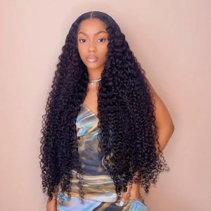 Wigfever 4*4 HD Transparent Lace 34inch Kinky Curly Human Hair Wig