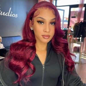 Wigfever Burgundy Wigs 13x4 Lace Front Wigs 99J Colored Wigs Real Hair Wigs Body Wave