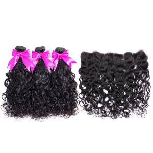 Wigfever Natural Wave Human Hair 3Bundles With 13x4 Lace Frontal 100% Human Hair Extensions