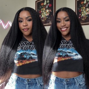 Wigfever Wear & Go Wigs Preplucked HD Glueless Wig Kinky Straight Lace Closure Wig