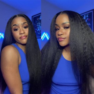 Wigfever Wear & Go Wigs Preplucked HD Glueless Wig Kinky Straight Lace Closure Wig