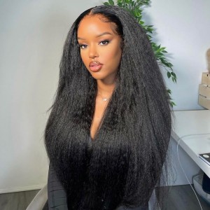 Wigfever Kinky Straight Human Hair 3Bundles With 13x4 Lace Frontal 100% Human Hair Extensions