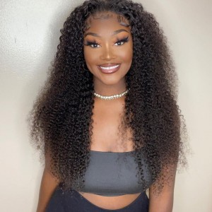Wigfever Kinky Curly 13x4 HD Lace Front Preplucked Human Hair Wigs For Black Women 
