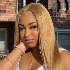 Wigfever Honey Blonde Silky Straight 13*4 Lace Front Human Colored Wigs