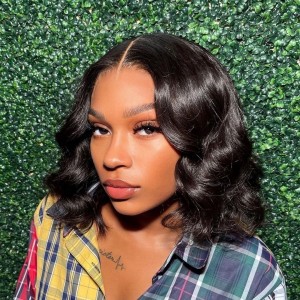 Wigfever 13*4 Body Wave Lace Front Bob Wig Virgin Human Hair 150% Density
