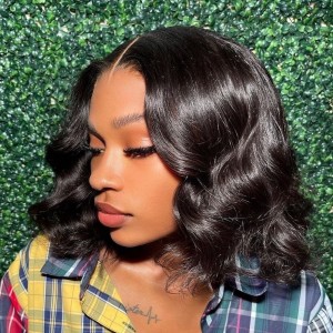 Wigfever 13*4 Body Wave Lace Front Bob Wig Virgin Human Hair 150% Density